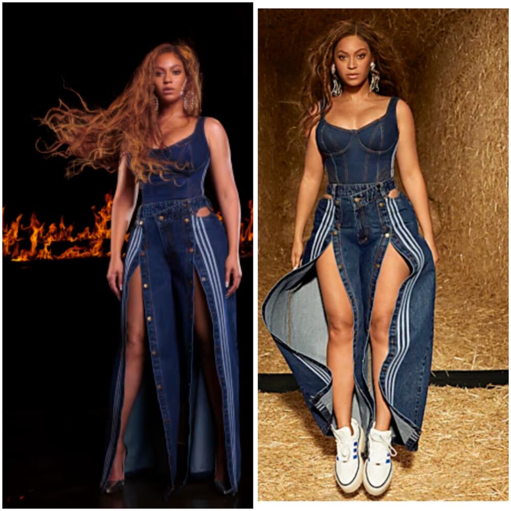Adidas x Ivy Park Beyoncé Denim Snap Wide Leg Jeans Pants Small Rare